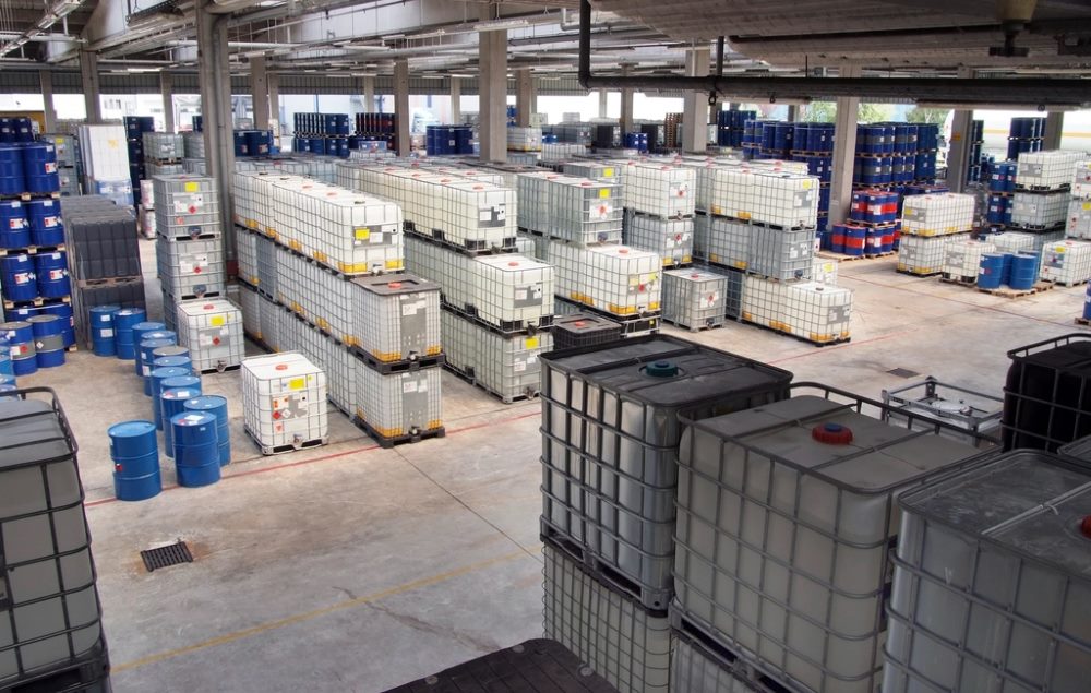 Commercial warehouse interior with racking and large floor area